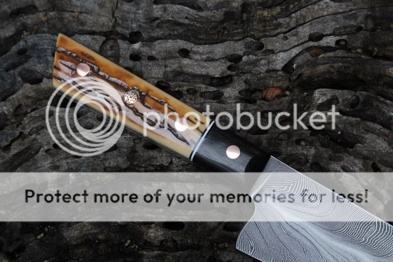 SOLD Feather damascus LASER petty. SOLD